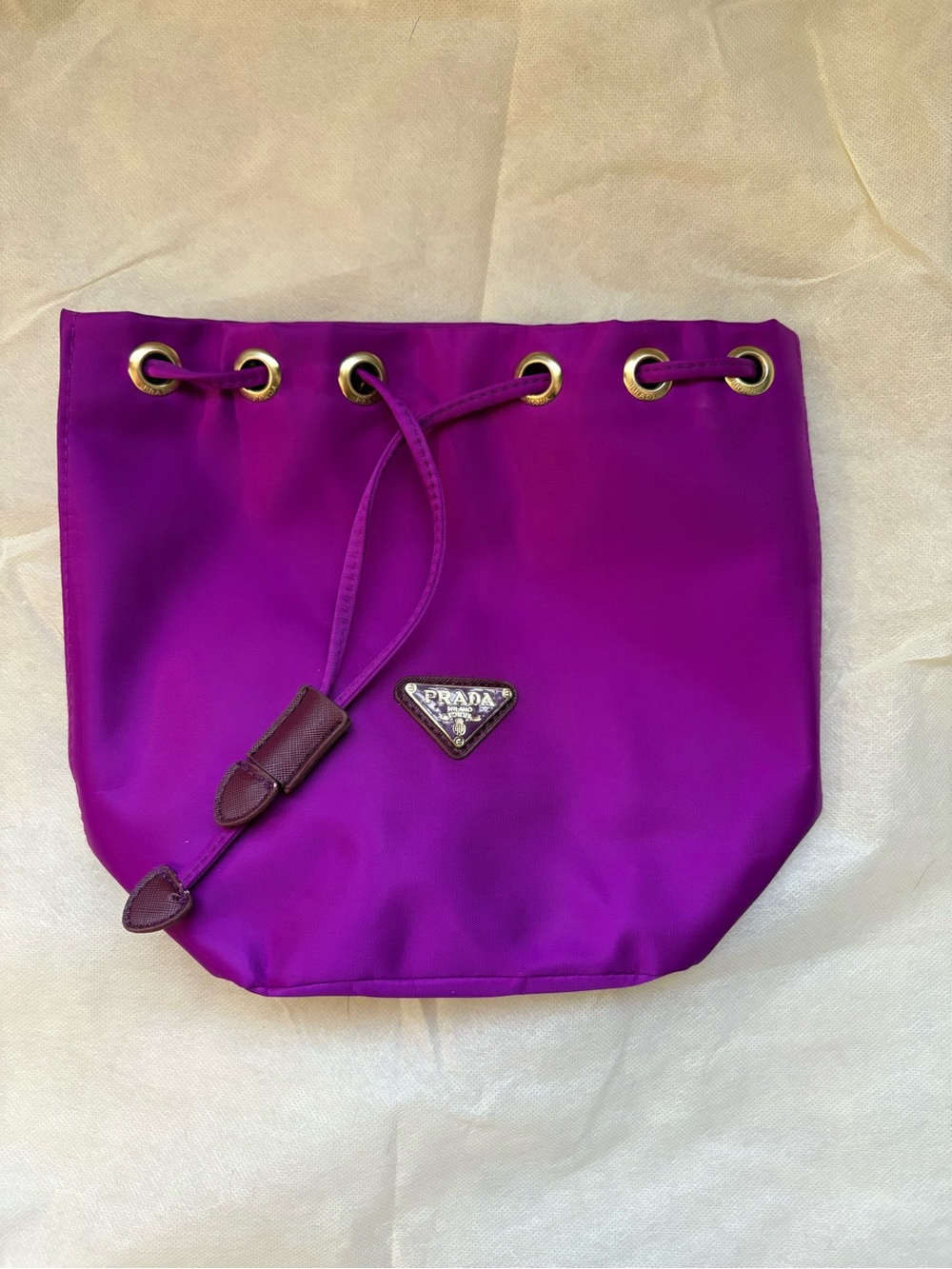 Prada Fuchsia Nylon Drawstring Bucket Bag